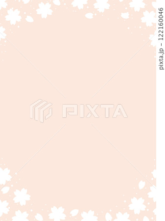 桜と桜の花びらが舞い散るシルエットフレーム_上下飾り_縦01 桜と桜の花びらが舞い散るシルエットフレーム_上下飾り_縦01 122160046