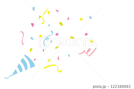 カラフルな紙吹雪の舞うクラッカー背景イラスト素材 122160083