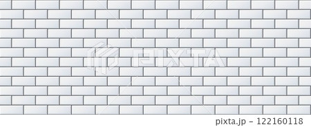 Seamless grey tile pattern. Rectangle ceramic tiled texture for bathroom wall, kitchen floor, pool. Repeating white mosaic grid background. Repeated grey brick backdrop. Vector wallpaper 122160118