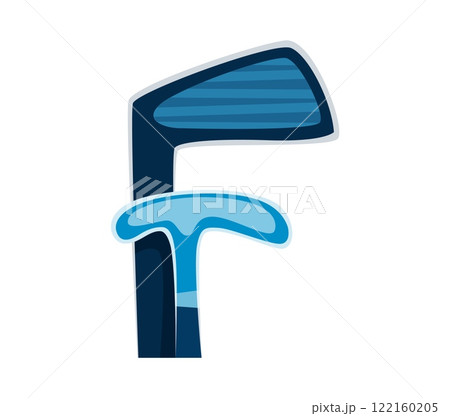 Cartoon letter F as golf clubs, vector sport font, typeface, funny type, kids English alphabet for children education. Sport equipment as and abc character, uppercase letter for learning and fun games Cartoon letter F as golf clubs, vector sport font, typeface, funny type, kids English alphabet for children education. Sport equipment as and abc character, uppercase letter for learning and fun games 122160205