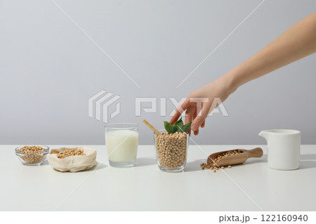 Soy and milk, concept of healthy food and drink 122160940