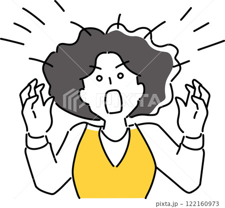髪の毛が逆立つほど驚く女性 122160973