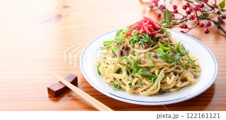 ネギ塩焼きそば 醤油味 ( 葱を無駄にしないアイデアやきそば ) ネギ塩焼きそば 醤油味 ( 葱を無駄にしないアイデアやきそば ) 122161121
