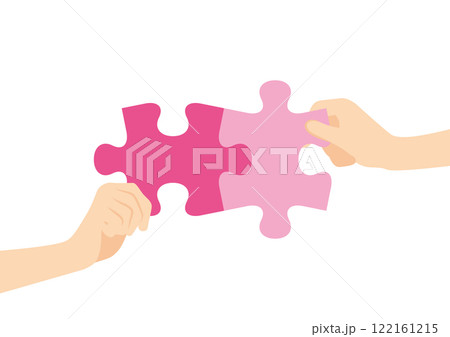 コラボレーションやチームワークのイメージイラスト パズルを持つ人 線画 コラボレーションやチームワークのイメージイラスト パズルを持つ人 線画 122161215