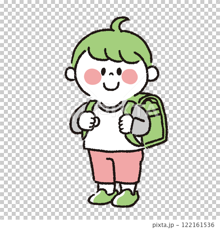 A boy carrying a school bag 122161536