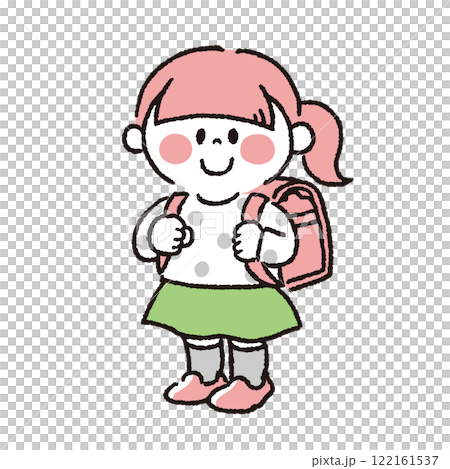 Girls carrying a school bag 122161537