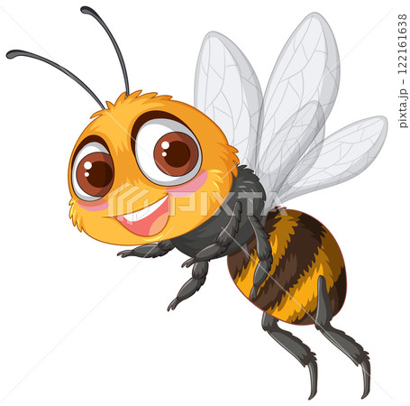 Cheerful Cartoon Bee Illustration 122161638
