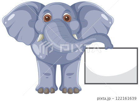 Cute Elephant Holding a Blank Sign 122161639