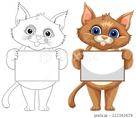 Cute Cats Holding Blank Signs 122161679