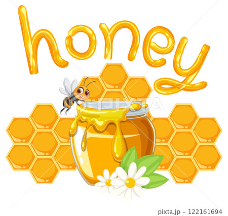 Sweet Honey and Busy Bee Illustration 122161694