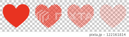 Red heart icon halftone polka dot set vector Red heart icon halftone polka dot set vector 122161814