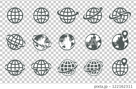 Earth icon set monochrome illustration Earth icon set monochrome illustration 122162311