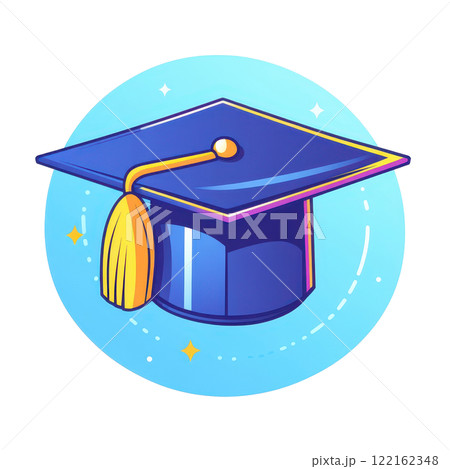 Minimalist Graduation Cap Icon with Tassel Detail Representing Academic Achievement and Success 122162348