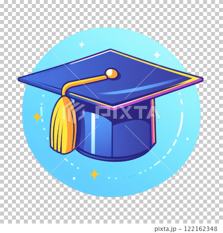 Minimalist Graduation Cap Icon with Tassel Detail Representing Academic Achievement and Success 122162348