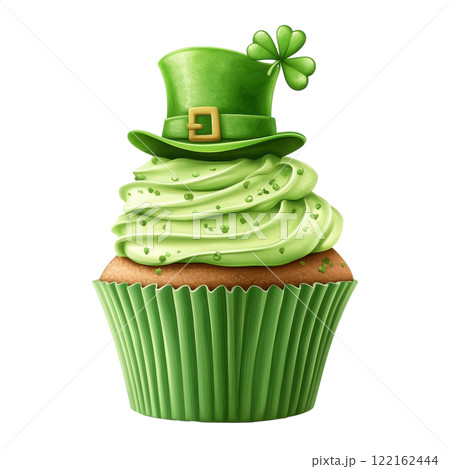 Festive Green Cupcake with Leprechaun Hat Topping for St Patrick s Day Festive Green Cupcake with Leprechaun Hat Topping for St Patrick s Day 122162444