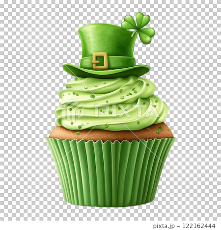 Festive Green Cupcake with Leprechaun Hat Topping for St Patrick s Day Festive Green Cupcake with Leprechaun Hat Topping for St Patrick s Day 122162444
