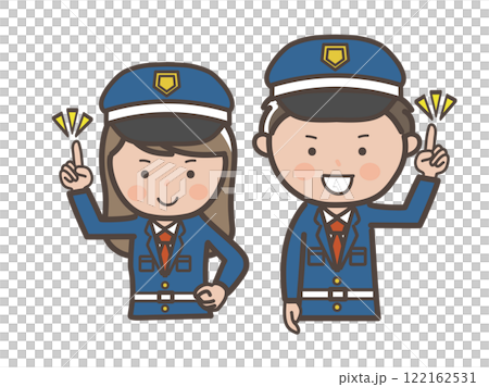 男性和女性保安解釋要點的上半身插圖 122162531