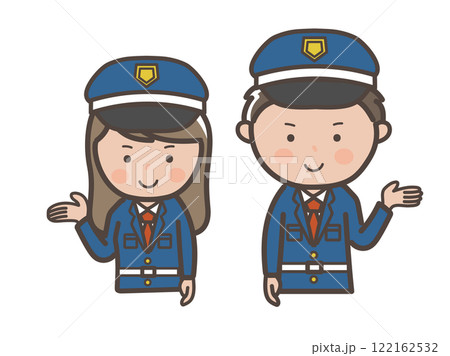 案内や説明をする男女警備員の上半身イラスト 122162532