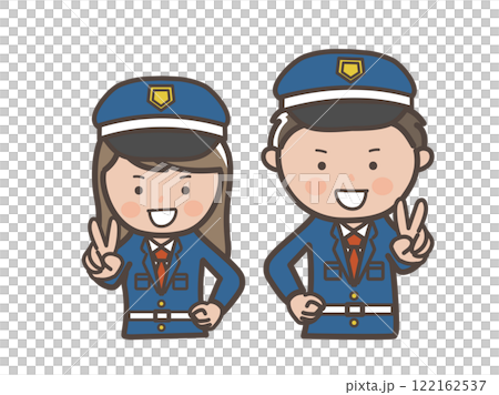 男女保安微笑和平的上半身插圖 122162537