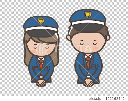 一名男女保全低頭道歉的上半身插圖 122162542