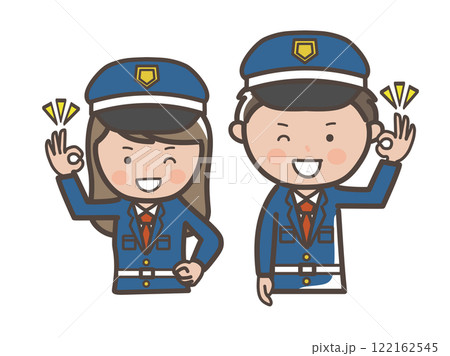了解のOKサインを出す男女警備員の上半身イラスト 122162545