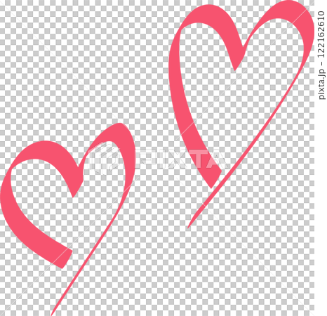 手書き風のピンクのハートのイラスト素材 122162610