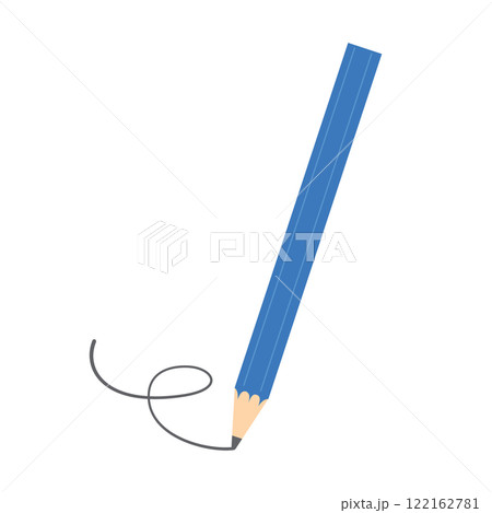青い鉛筆で線を描く様子のイラスト 青い鉛筆で線を描く様子のイラスト 122162781