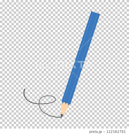 青い鉛筆で線を描く様子のイラスト 青い鉛筆で線を描く様子のイラスト 122162781