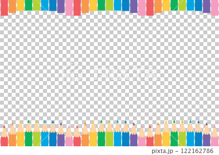 カラフルな色鉛筆のフレームイラスト 122162786