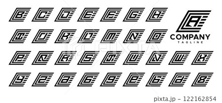 Stripe line parallelogram letter A-Z logo set Stripe line parallelogram letter A-Z logo set 122162854