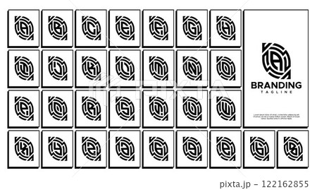Stripe line abstract A-Z monogram letter logo set Stripe line abstract A-Z monogram letter logo set 122162855