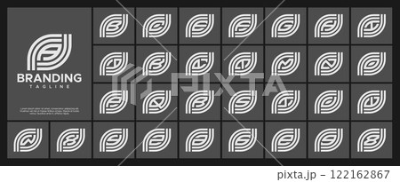 Modern line leaf initial letter A to Z logo bundle Modern line leaf initial letter A to Z logo bundle 122162867