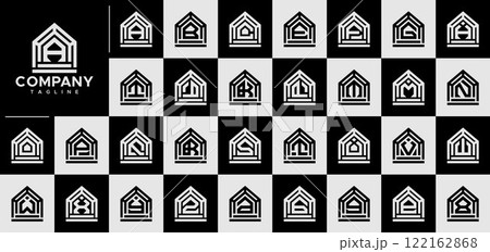 Line home building initial letter A-Z logo set Line home building initial letter A-Z logo set 122162868
