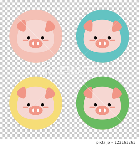 Cute pig face icon set 122163263