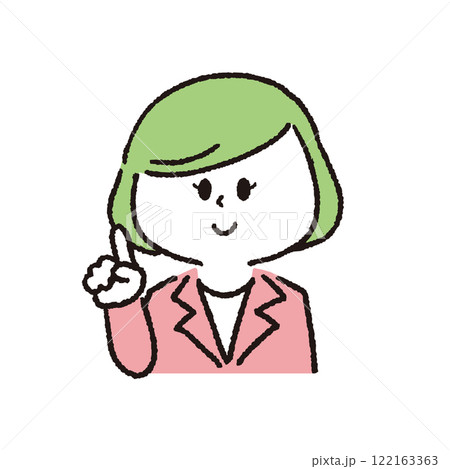 ポイントを教えているスーツを着た女性 ポイントを教えているスーツを着た女性 122163363