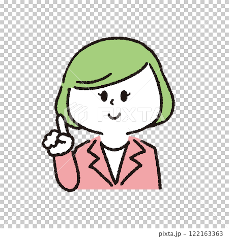 ポイントを教えているスーツを着た女性 ポイントを教えているスーツを着た女性 122163363