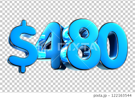 480 dollers blue 3d illustration sign on white background. 480 dollers blue 3d illustration sign on white background. 122163544