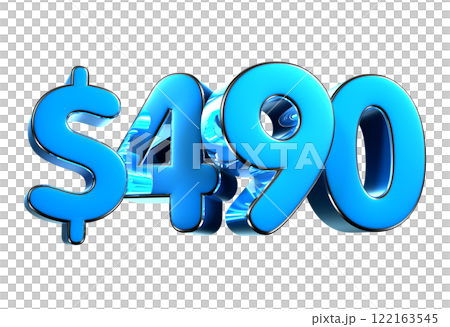 490 dollers blue 3d illustration sign on white background. 490 dollers blue 3d illustration sign on white background. 122163545
