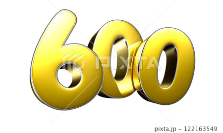 Golden number 600 3D illustration. 122163549