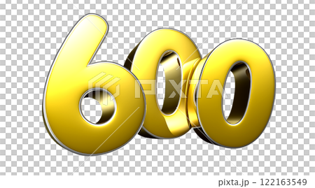 Golden number 600 3D illustration. 122163549