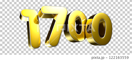 Golden number 1700 3D illustration 122163559