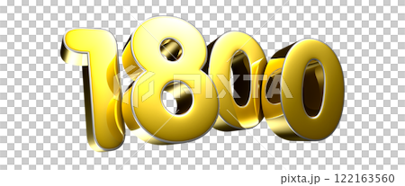 Golden number 1800 3D illustration 122163560