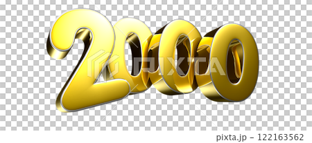 Golden number 2000 3D illustration. Golden number 2000 3D illustration. 122163562