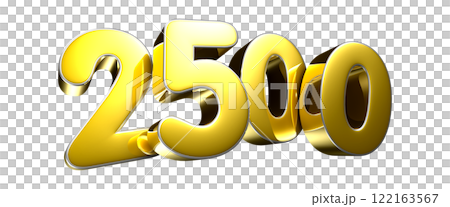Golden number 2500 3D illustration 122163567