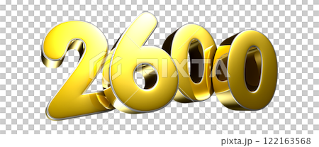 Golden number 2600 3D illustration Golden number 2600 3D illustration 122163568