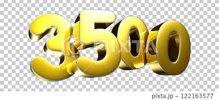 Golden number 3500 3D illustration 122163577