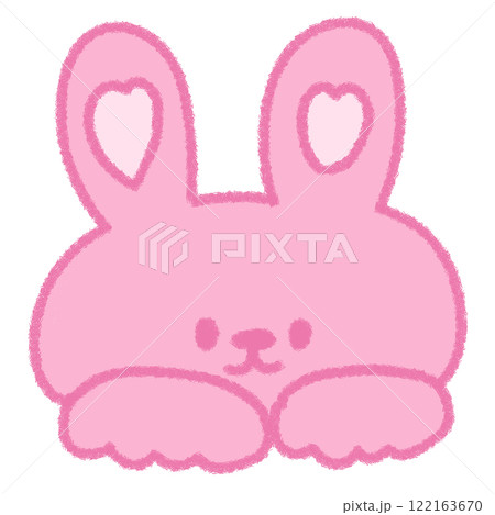顔を出すかわいいピンクのウサギ (透過)のイラスト素材 [122163670