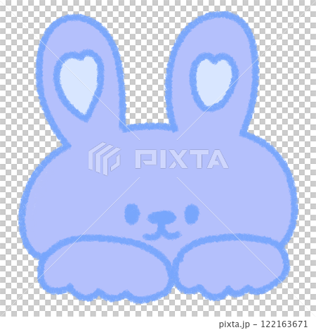 可愛的藍兔子露臉（透明） 122163671