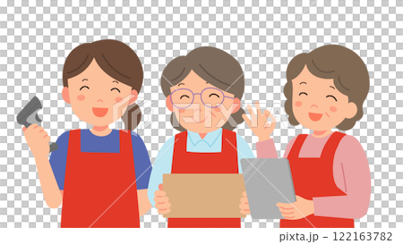 物流センターで働く笑顔の女性達 122163782