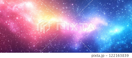 星とボケのある柔らかいパステルカラーの虹の銀河の背景 122163839